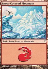 MTG-1x-Heavy Play, English-Snow-Covered Mountain - Foil-ColdSnap