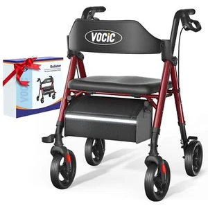 Andadores VOCIC rojos para personas mayores, andador andador Z21 con soportes de asiento 330 lb, 8" - Imagen 1 de 9
