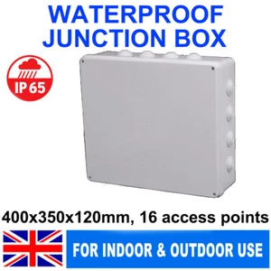 IP65 WATERPROOF JUNCTION BOX CASE 40X35X12CM WHITE OUTDOOR ELECTRIC CCTV CABLE - Picture 1 of 2
