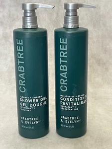 2 Crabtree Evelyn Cleanse Awaken Shower Gel + Moisturize Renew Conditioner 15oz - Picture 1 of 7
