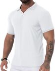 Askdeer Men's Muscle V Neck Polo Shirts Slim Fit Shirt Short Sleeve Golf T-Shirt