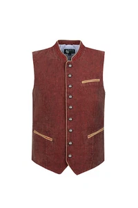 Chaleco tradicional para hombre MADDOX Michy vino rojo frente lino - Imagen 1 de 1