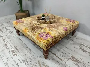 Wooden Coffee Table, Upholstered Bench, Boho Style Table,Entry Chair, End Table - Picture 1 of 16