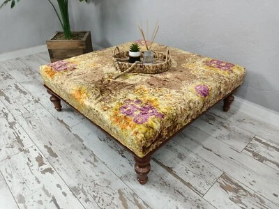 Wooden Coffee Table, Upholstered Bench, Boho Style Table,Entry Chair, End Table - Image 1 of 4