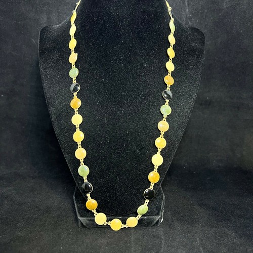 OFF WHITE Collana vintage tono oro con maglie smaltate marrone marrone bianco sporco e nero (3143)