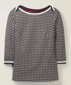 Blusa BODEN Rhea Jersey Jacquard Top manga larga, talla 36 (S), UK8, negro blanco - Imagen 1 de 6
