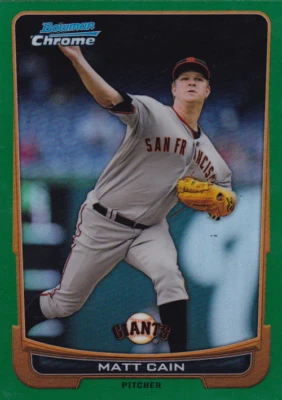 2012 Bowman Chrome Green Refractors #195 Matt Cain - NM-MT - Image 1 of 2