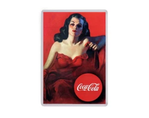 Coca Cola Lady großer Kühlschrankmagnet - Vintage Poster - Retro Getränke Werbung - Bild 1 von 5