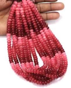 Beautiful Red Cherry color shaded Quartz smooth rondelle shape Beads, 7-8mm - Picture 1 of 10