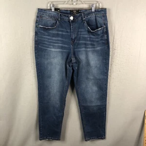 L&B Jeans Womens 22 Plus Size Blue Boyfried Whiskers Stretch Wash Out NEW - Picture 1 of 24