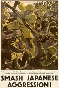 ¡Smash agresión japonesa! - 1940 - Segunda Guerra Mundial - Imán de propaganda - Imagen 1 de 2