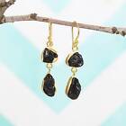 Gold Plated Earrings With Raw Garnet  Anxiety Relief Jewellery
