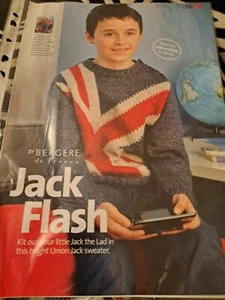 Bergere de France, Jungen 4-fädig, Union Jack, patriotischer Pullover Strickanleitung. - Bild 1 von 3