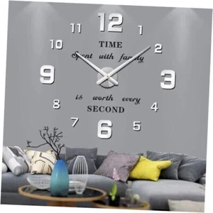 Large Wall Clock DIY Wall Decorations 3D Sticker Frameless Clock for Silver - Picture 1 of 7