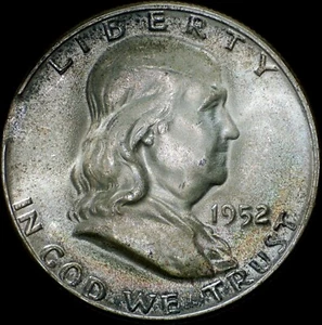 1952 Franklin Silver Half Dollar UNC, Clip Error, Multiple coins ship free 706 - Picture 1 of 3