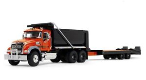 Mack Granite Dump Truck With Beavertail Trailer IN Orange And Black - First G
