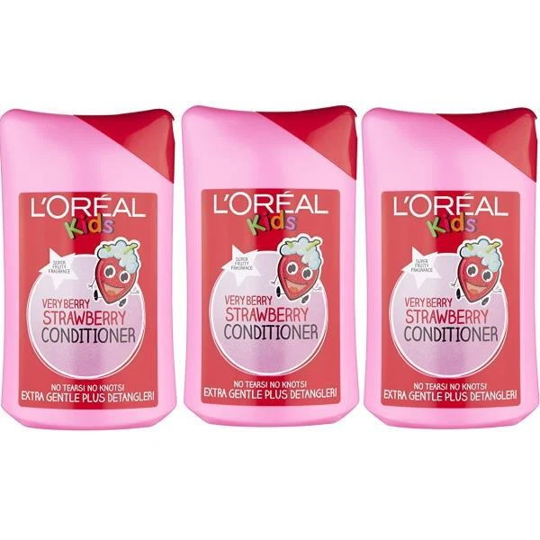 (THREE PACKS) L'Oreal Kids Very Berry Strawberry Conditioner 250ml