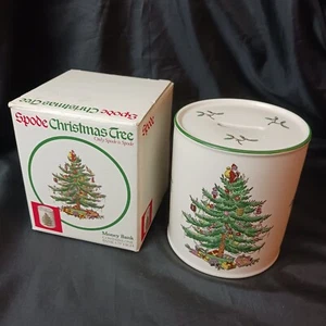 Spode Christmas Christmas Tree VINTAGE Money Bank 4.75 High - Picture 1 of 5