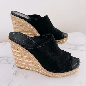 Prada Authentic Damen Schwarz Wildleder Keilabsatz Espadrille Schuhe Größe IT 38 oder US 8 - Bild 1 von 11