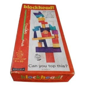 Vintage 1954 Blockhead! Saalfield Party Game Balancing Tricky Blocks - Picture 1 of 6