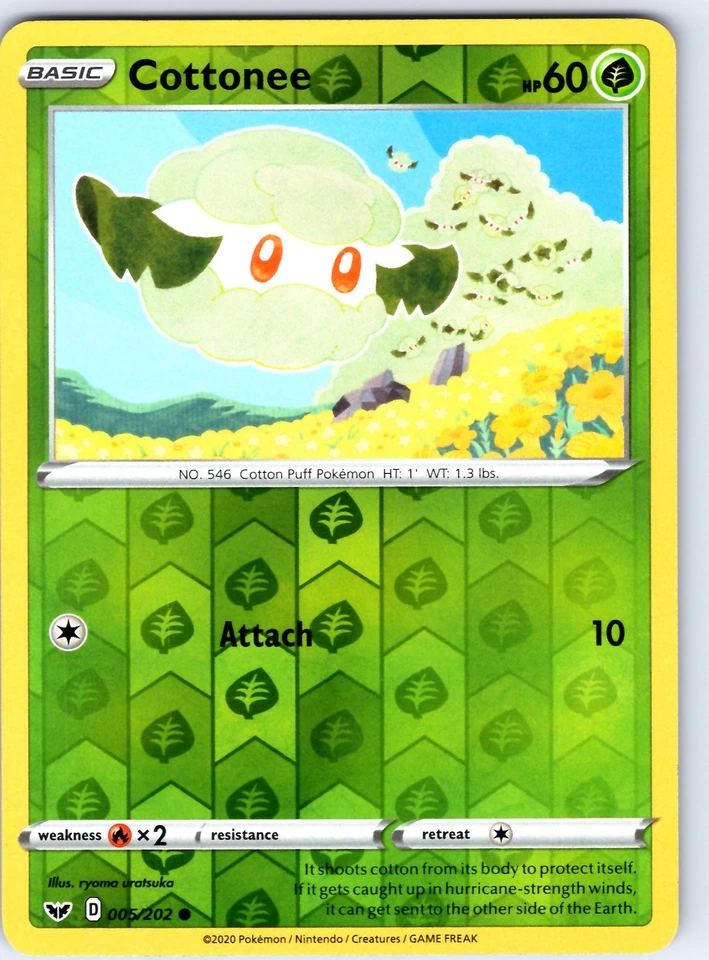 Cottonee Common SWSH01: Sword & Shield Base Set Reverse Holo 005/202 LP - Image 1 of 1