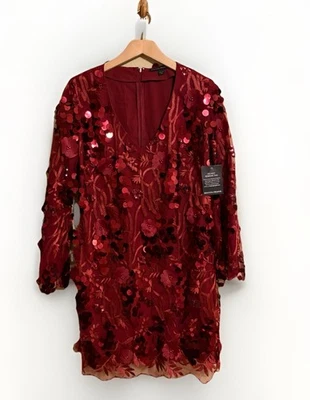 Boston Vestido Adecuado Para Mujer’s 12 Vacaciones Rojo Lentejuelas Fiesta Hasta la Rodilla Hada Glam Foto 1 de 4