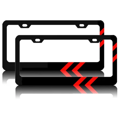 2pcs Metal For Dodge Accessories Red Car Truck License Plate Frame Black Covers - Image 1 of 4
