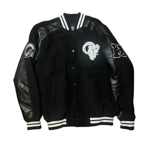 Los Angeles Rams NFL Varsity Bomber Jacket Medium - All Black - Picture 1 of 8