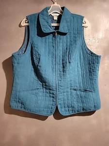 Womens CHRISTOPHER & BANKS CJ BANKS Teal Quilted Vest Size 1X - Picture 1 of 16