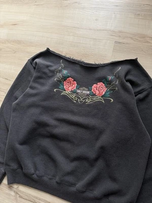 Винтажный свитшот 80-х Harley-Davidson Rose Crewneck с вырезом на шее выцветший средний - Изображение 1 из 4