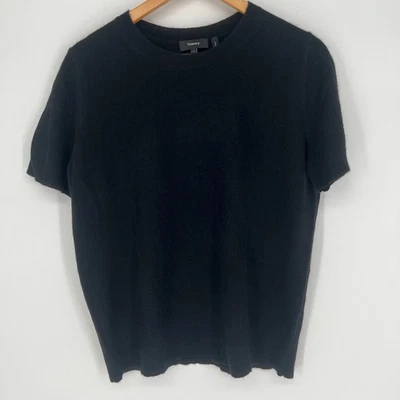 Suéter de cachemir Theory para mujer talla grande negro manga corta clásico minimalista Foto 1 de 4