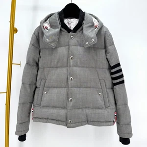 Thom Browne Diagonal Band Wool Padded Hooded Jumper 148486412 - Picture 1 of 12