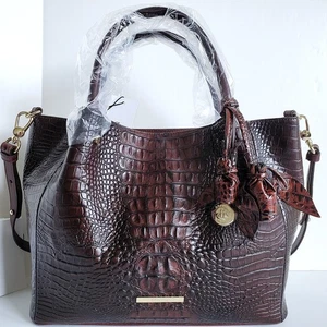 🌹Brahmin Mallory Umhängetasche Cocoa Sparrow Ombre Leder Tragetasche + Rosen Neu mit Etikett * Rarität - Bild 1 von 14