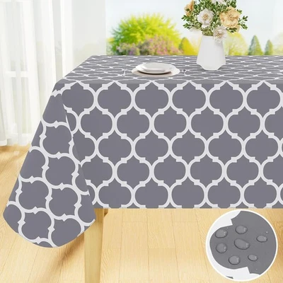 Smiry Rectangle Table Cloth, Waterproof Vinyl 84 x 60 (Rectangular), Grey  - Image 1 of 4