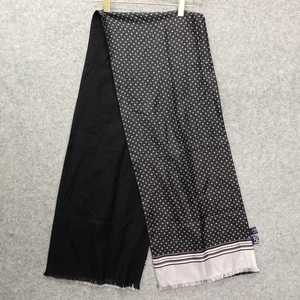 Silk Wool Reversible Scarf Men Black Foulard Twill Fringe CHARLES TYRWHITT 12x62 - Picture 1 of 9