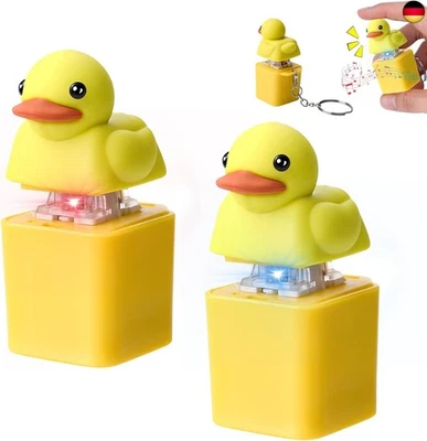 CELESTIMINGLE 2 Stück Duckeys Quacking Fidget Toy, Enten Schlüsselanhänger mit Licht & To