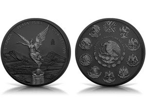 2024 Mexico Libertad Ruthenium & Black Platinum 1 oz Silver Colorized Coin - Picture 1 of 5
