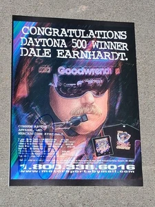 DALE EARNHARDT SIGNED 1998 CONGRATULATIONS DAYTONA 500 WINNER 11x8 ADVER PAGE - Picture 1 of 2