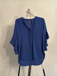 Royal Blue Blouse By Vince Camuto. Size Small. Butterfly Sleeves - Picture 1 of 6