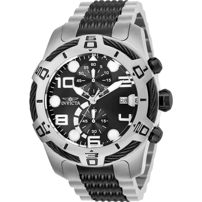 Invicta 25551 Bullone Quarzo Data Cronografo Acciaio Inox Nero Orologio da Uomo - Immagine 1 di 4