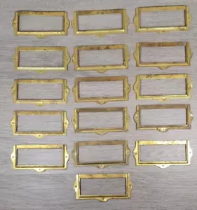 12 cajones de archivos de colección marco de identificación gabinete etiquetas catálogo soporte de etiquetas latón macizo - Imagen 1 de 8
