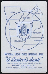 Vintage Einzelspielkarte NATIONAL STOCK YARDS NATIONAL BANK Silber Illinois - Bild 1 von 2