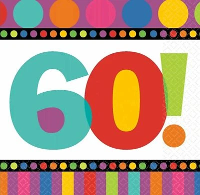60 -й день рождения салфеток салфетки упаковка из 16 - Изображение 1 из 4