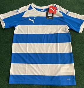 Puma Liga Hooped Crew Neck Short Sleeve Soccer Jersey Youth XL 13Y-14Y Blue NWT - Picture 1 of 6