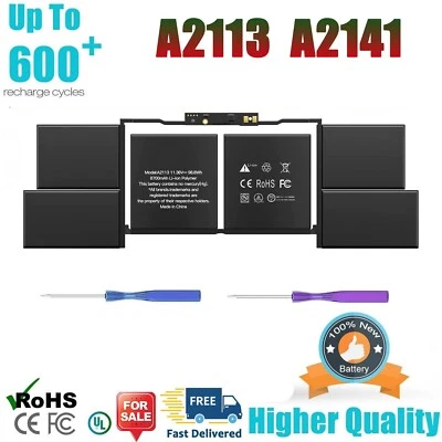 BATERÍA A2113 PARA Apple MacBook Pro 16" A2141 Año 2019 2020 EMC 3347 98,8Wh EE. UU. Foto 1 de 4