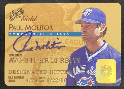 Paul Molitor Signed 1995 Donruss Studio Gold #10 Autograph Baseball Card HOF JSA - Image 1 of 2