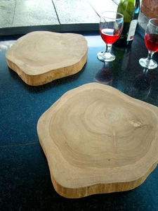 Juego de 2 piezas de tapete redondo de madera de teca grado A de 2 piezas jardín patio nuevo - Imagen 1 de 3