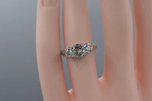 14KW 1.40cttw EGL Certified Round Brilliant 3-Stone Diamond Ring | sz 4.5 - Picture 1 of 8