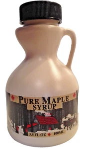 Empty -NEW- Plastic Maple Syrup 3.4oz Jugs. Case of 16 with tamper evident caps - Picture 1 of 4
