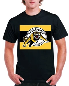 CFL  Hamilton Tiger Cats Logo T-Shirt Black or White 100% Cotton Men S to 3XL - Picture 1 of 4